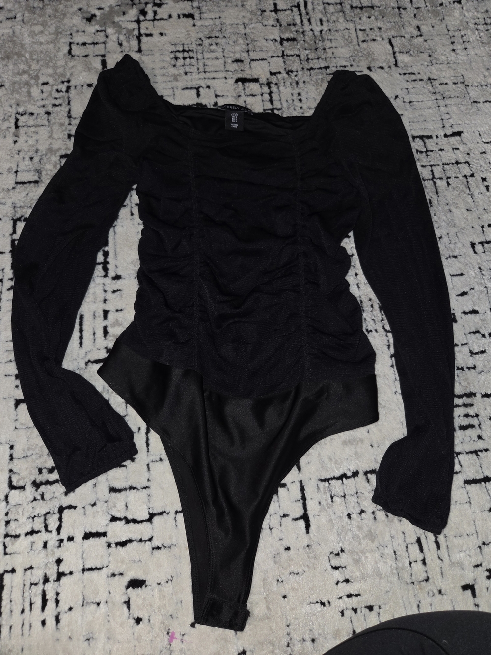 Sincerely Jules Long Sleeve Ruched Bodysuit Womens Small Black